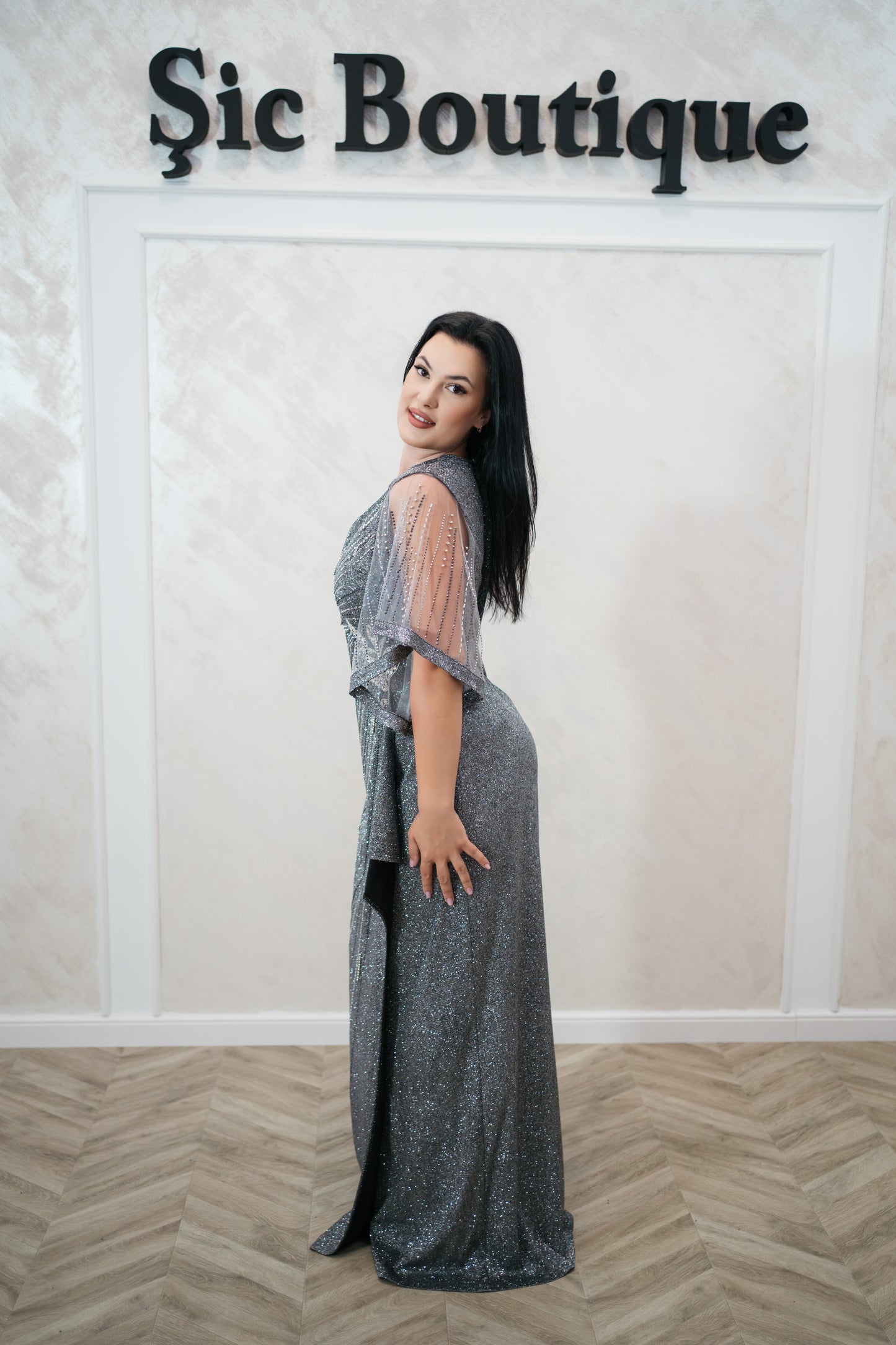 Rochie de seara Cuper din lurex – Eleganță și strălucire pentru evenimente speciale