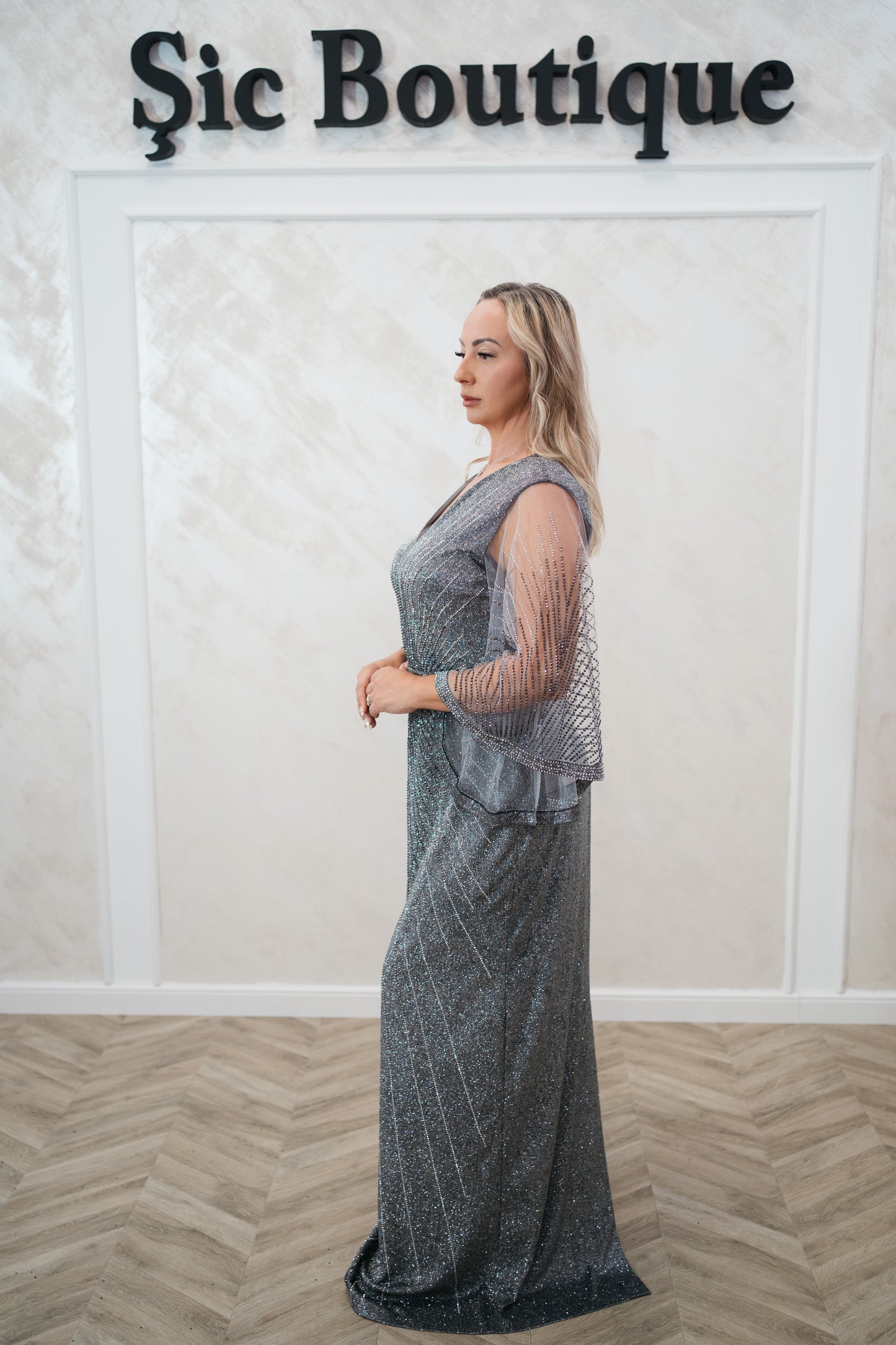 Rochia Elya – Rochie de Seara Lunga din Lurex Sclipitor, Eleganta și Confortabila