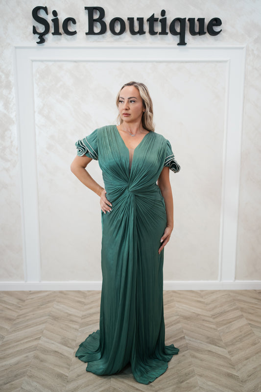 Rochia Olive – Rochie Lunga din Organza cu Fir de Matase, Ușoara și Eleganta pentru Evenimente Speciale