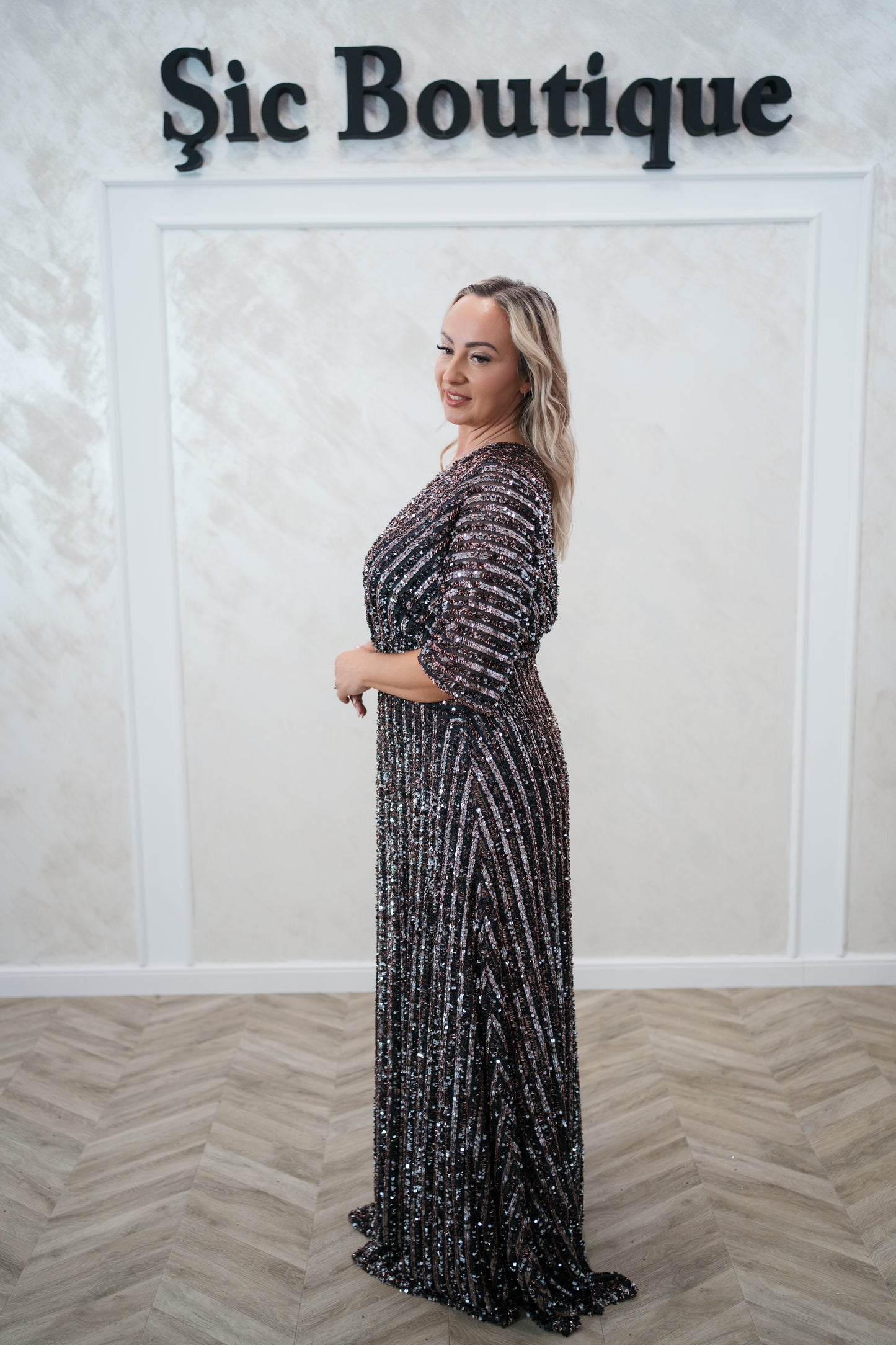 Rochia Glam – Rochie de Seară Lunga din Material Paietat, Eleganta și Stralucitoare