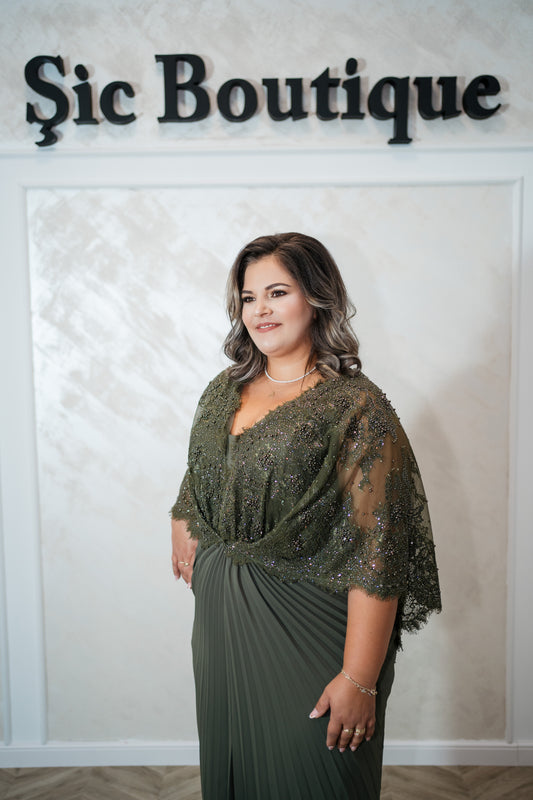 Rochia Tori – Rochie de seara marimi mari verde oliv