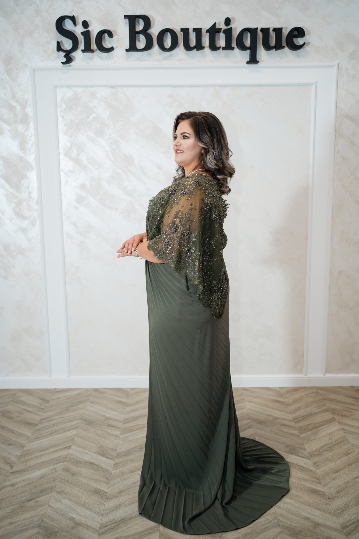 Rochia Tori – Rochie de seara marimi mari verde oliv