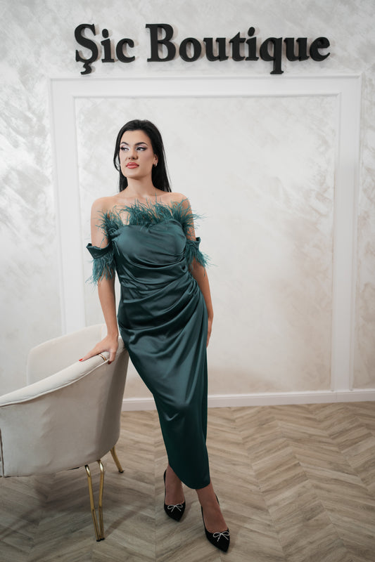 Rochia Georgia – Rochie Eleganta din Satin Verde