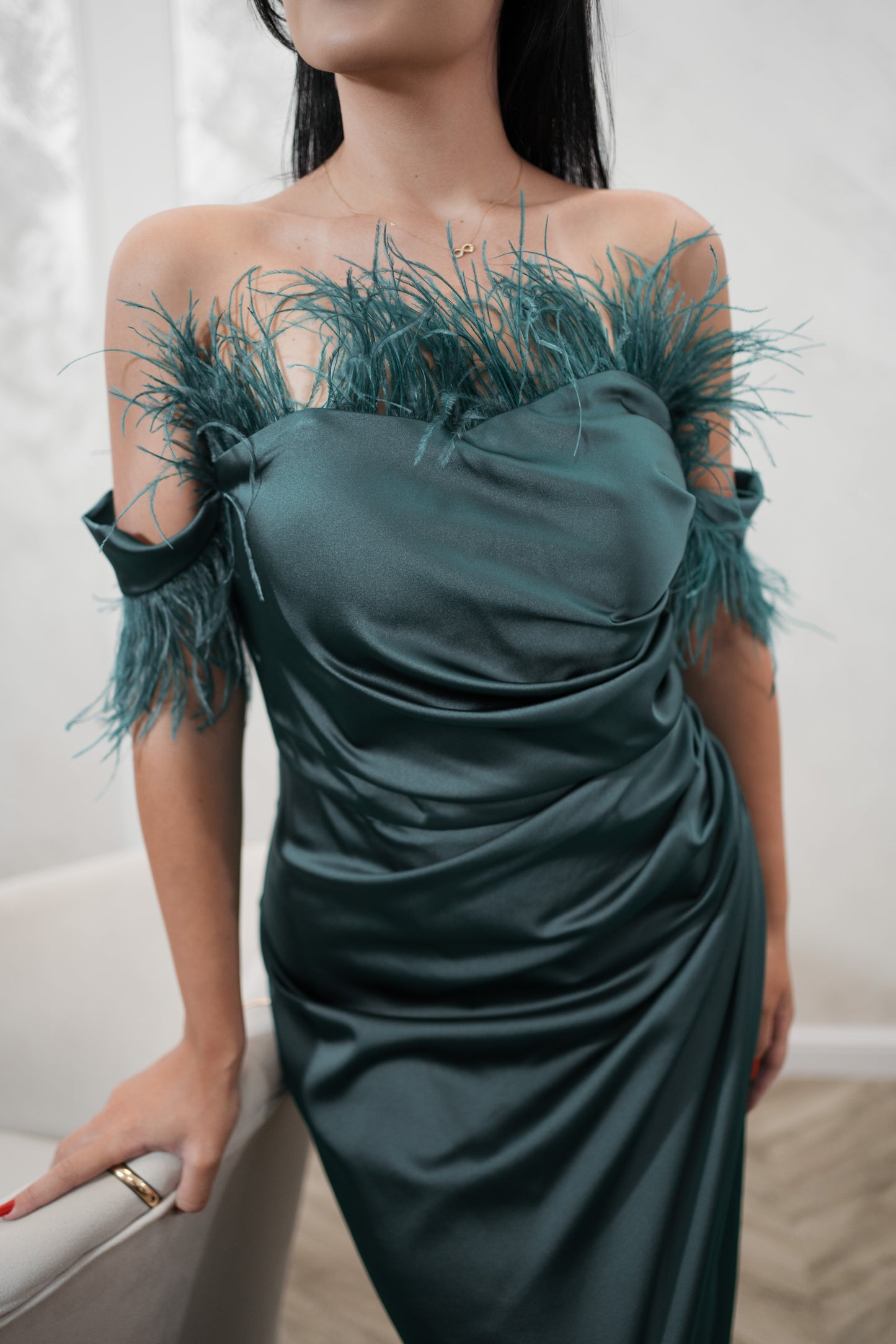 Rochia Georgia – Rochie Eleganta din Satin Verde