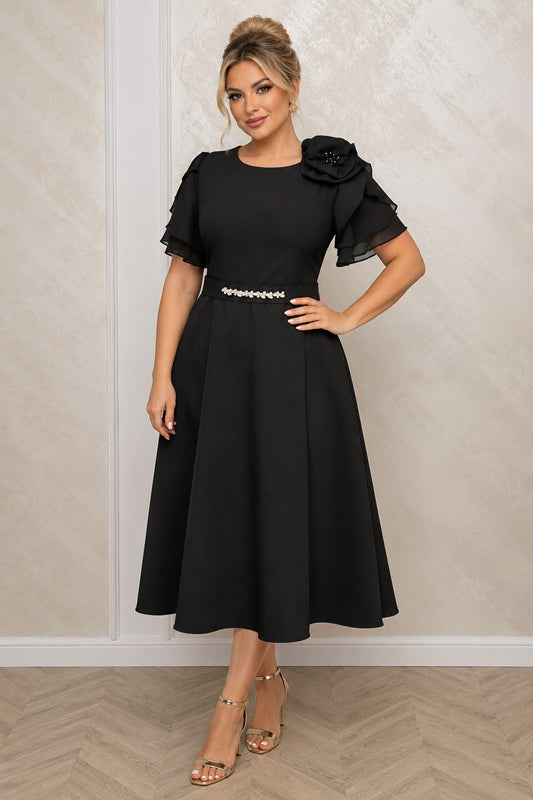 Rochia Irina – Rochie eleganta cu maneci din voal si buzunare