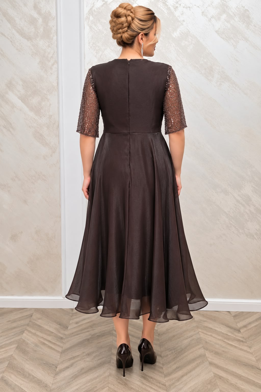 Rochia Tuna Midi – Rochie scurta eleganta si usoara din organza
