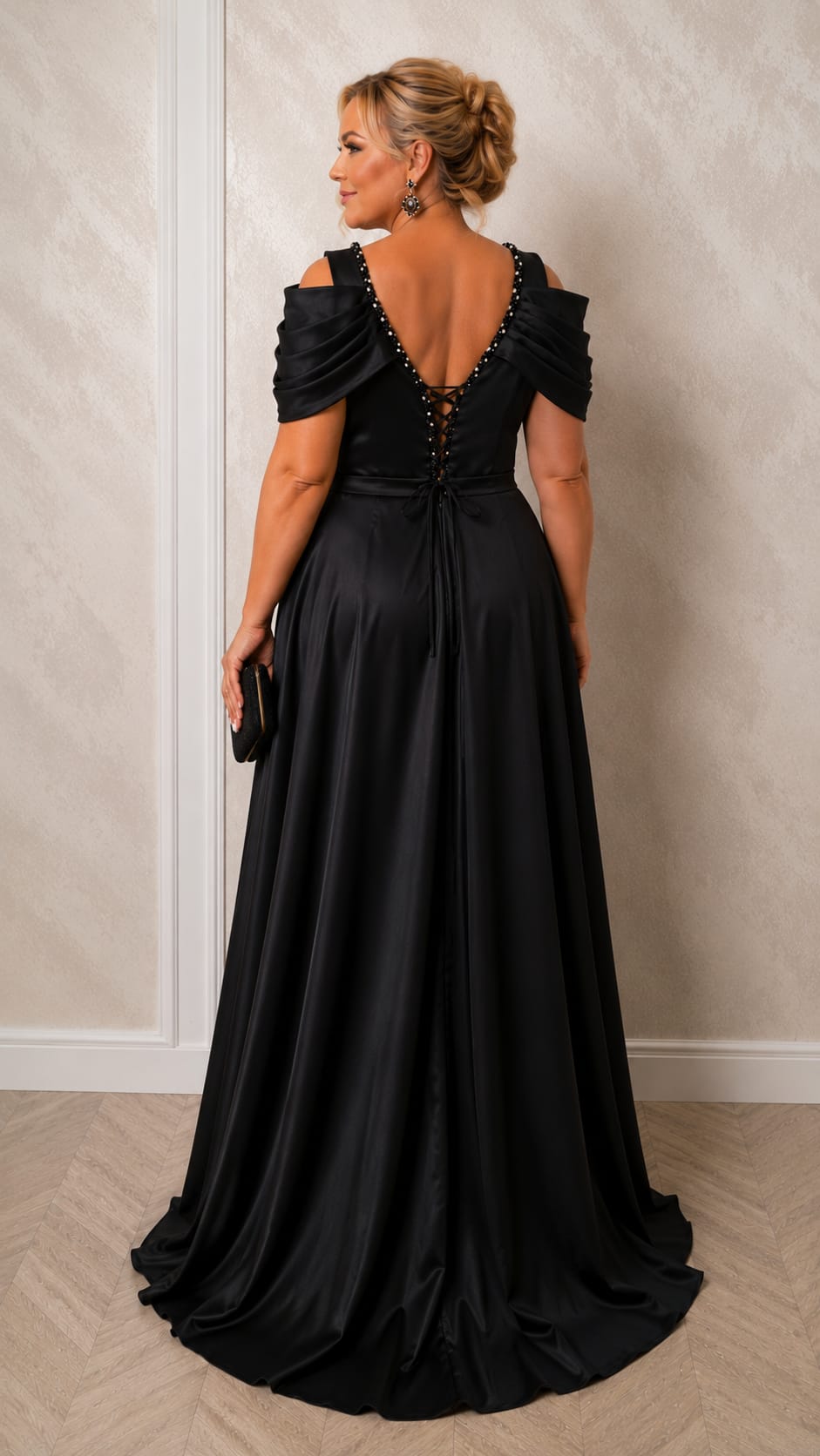 Rochia Lonicera - Rochie lunga simpla din satin cu drapaje peste brate disponibila in 3 nuante