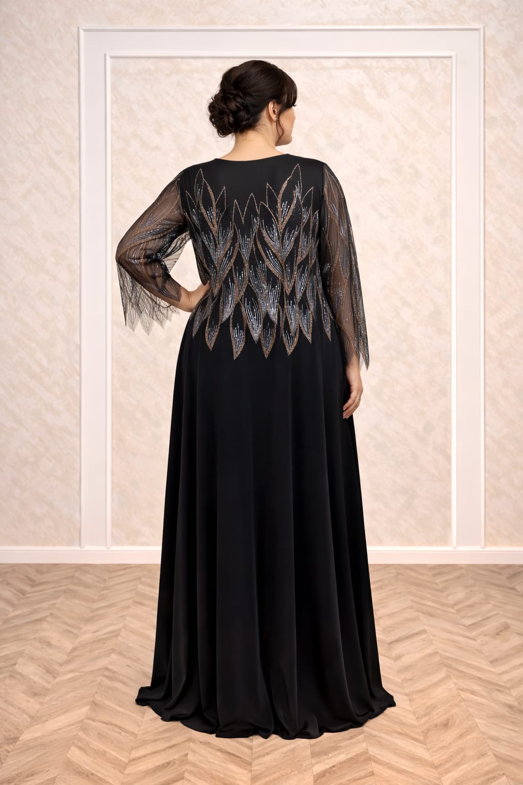 Rochia Bardot – Rochie lunga eleganta cu bolero detasabil pentru marimi mari