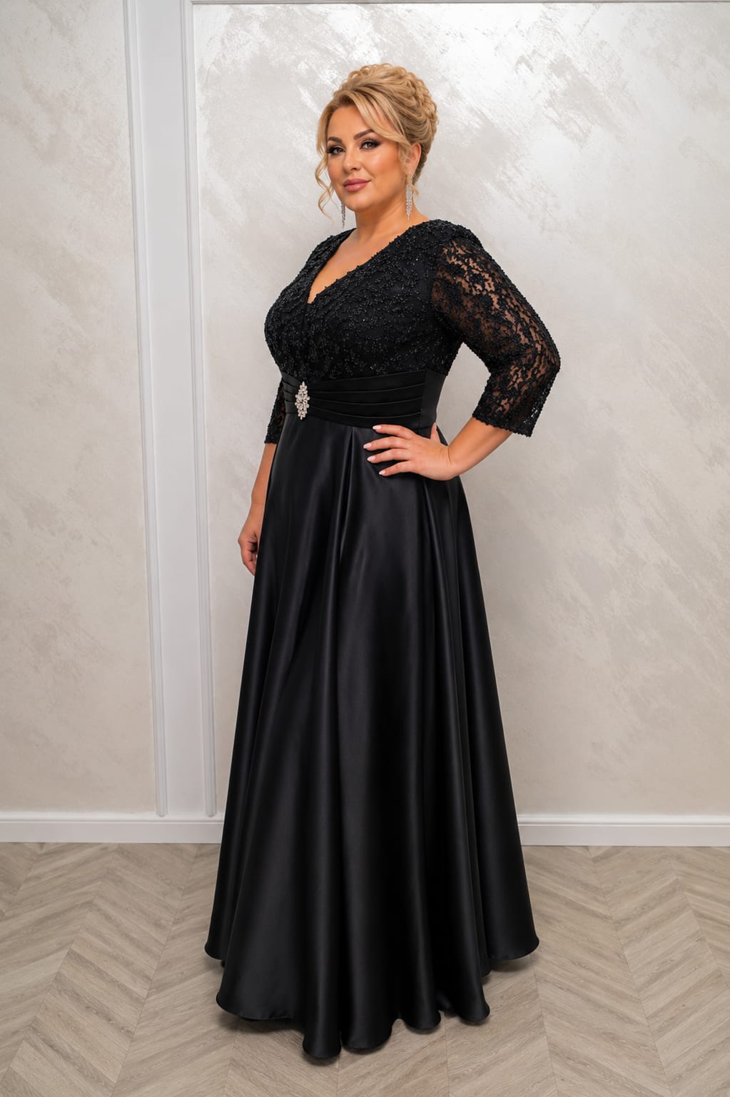 Rochia Chiara - rochie lunga pentru marimile plus size Capuccino sau Negru