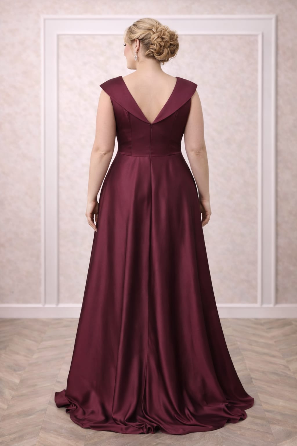 Rochia Lorena – Rochie eleganta lunga din satin cu slit pe picior