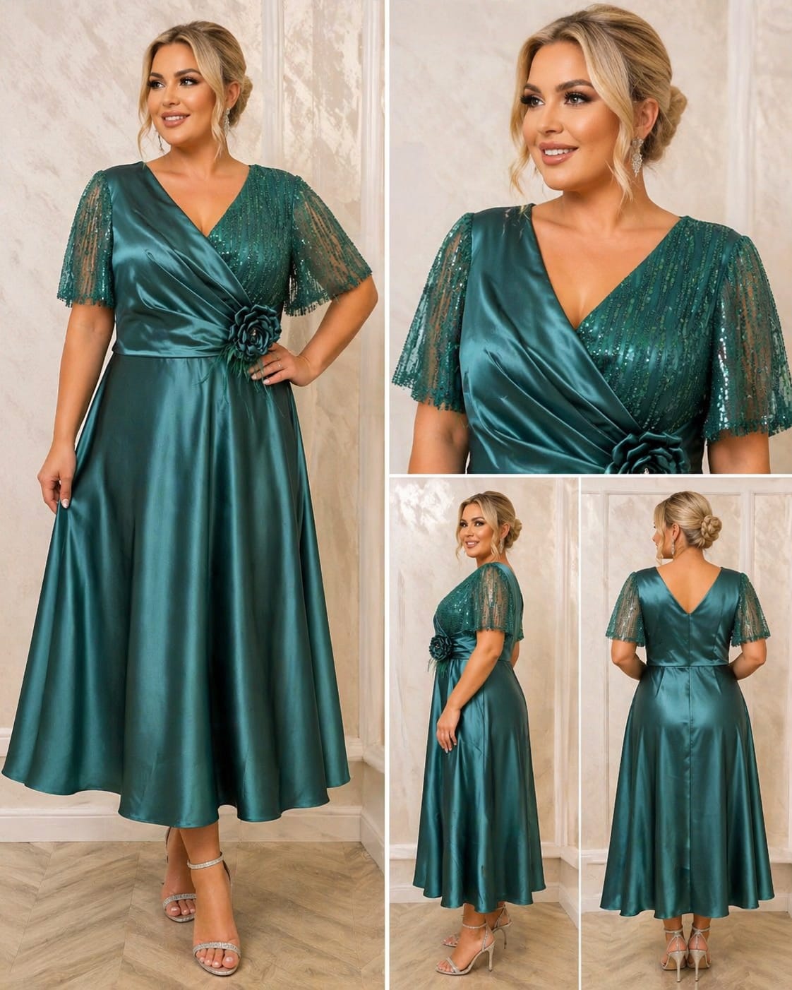 Rochia Almona – Rochie eleganta midi pentru marimi mari, rafinata si feminina