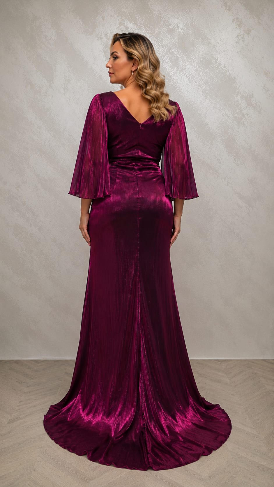 Rochia Katia – Rochie lunga din matase artificiala cu croi sirena si drapaje elegante
