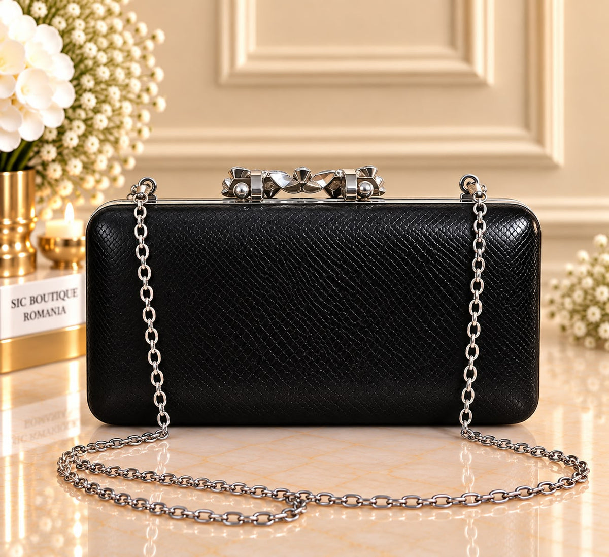 Geanta Clutch dama eleganta cod 1113 cu cristale – Plic de Ocazie