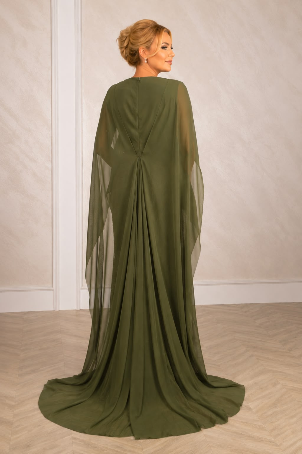 Rochia Simona – Rochie lunga de seara din dantela cu maneci vaporoase
