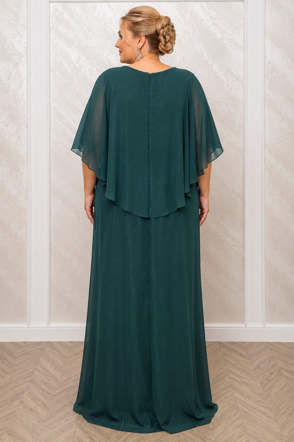 Rochia Teo - rochie lunga eleganta verde smarald pentru marimi mari