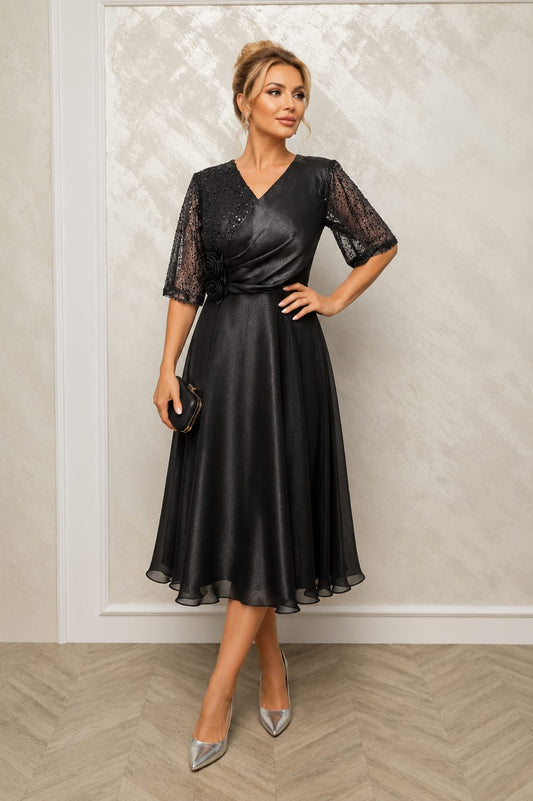 Rochia Tuna Midi – Rochie scurta eleganta si usoara din organza