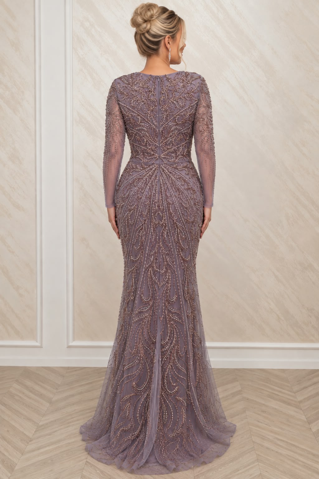 Rochie Eren Mov Pudrat din Matase cu Broderie – Editie Limitata