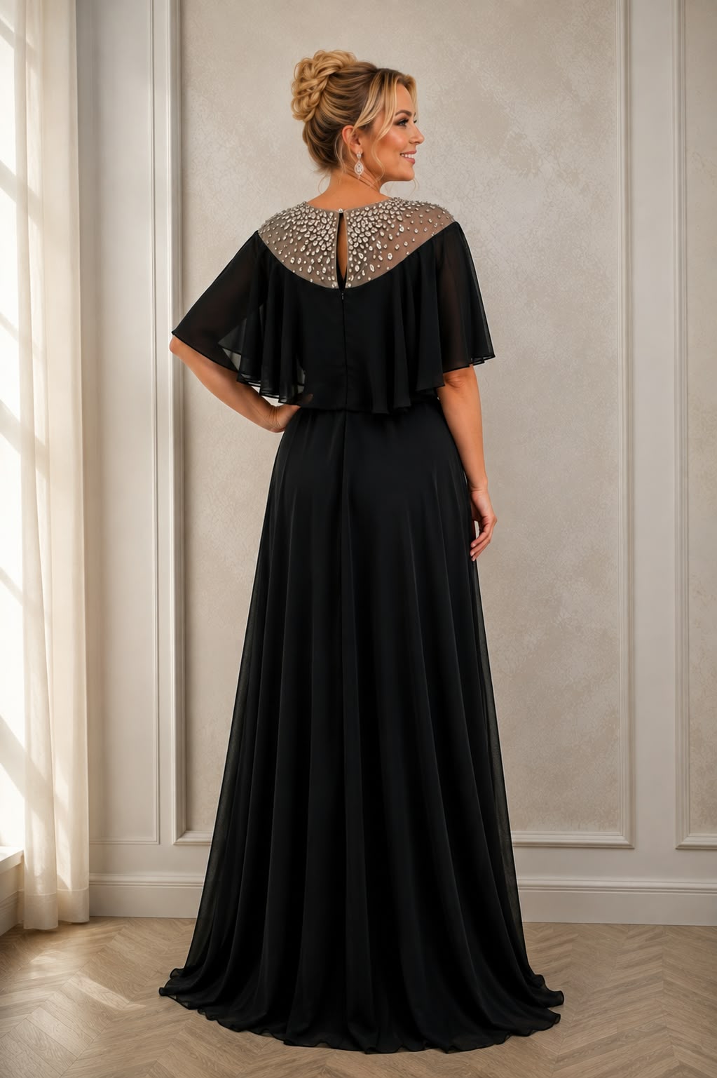 Rochie lunga de seara Krystal neagra cu cristale - editie limitata