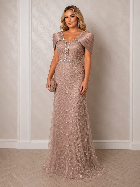 Rochia Aiana – rochie lunga eleganta cu corset reglabil si maneci off shoulder. Ideala pentru nunti , gale si evenimente premium.