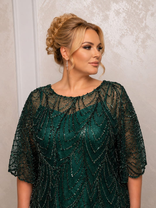 Rochia Morena - Rochie eleganta verde smarald pentru femei plus size