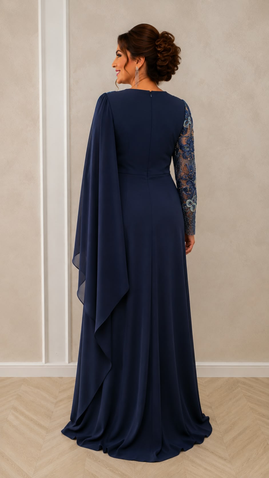 Rochia Dimelo - Rochie lunga eleganta pentru marimi mari cu broderie si perle