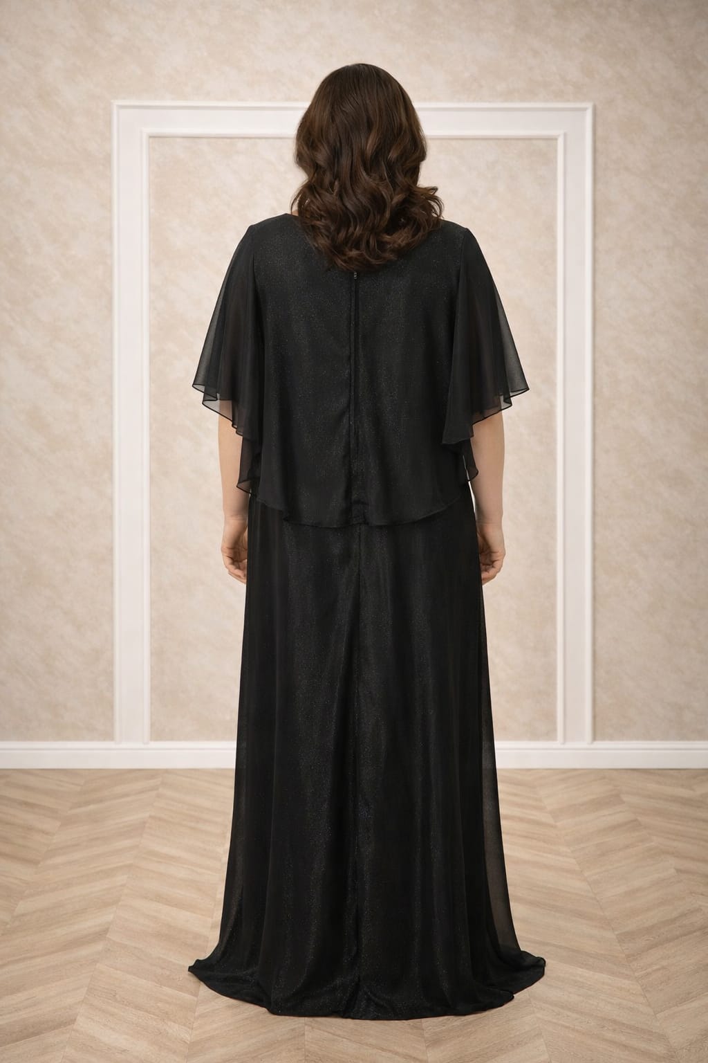 Rochia Teo – Rochie Lunga Neagra Eleganta pentru Marimi Mari