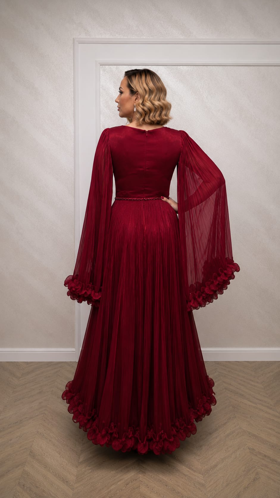 Rochia Selecta - Rochie eleganta in mai multe nuante din matase artificiala cu maneci vaporoase