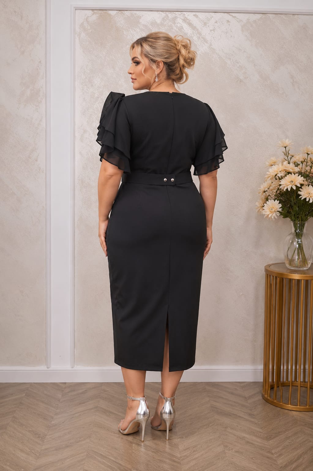 Rochia Pigna – Rochie pentru evenimente lungime midi cu maneci din voal