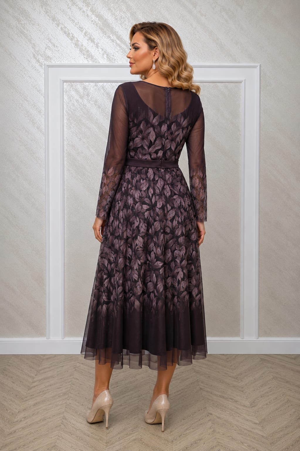 Rochie Midi Karina – eleganta rafinata din voal vaporos pentru evenimente de vara si toamna
