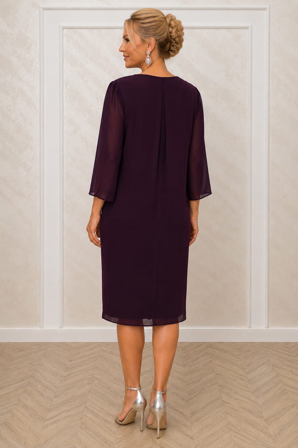 Rochia Midi -Rochie eleganta din voal Grena midi croi drept