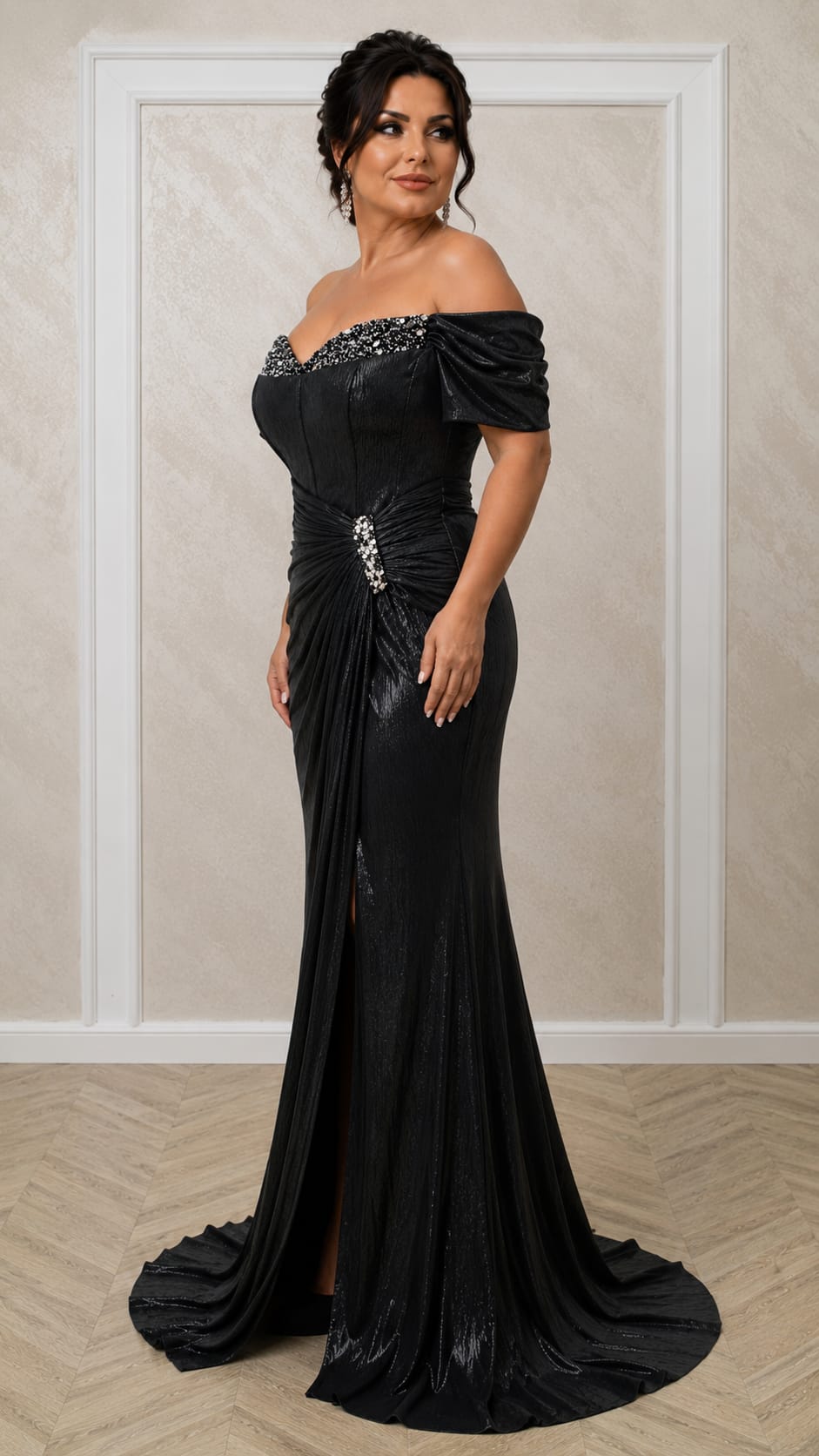 Rochia Gema – Rochie lunga de seara tip sirena cu efect de subtiere