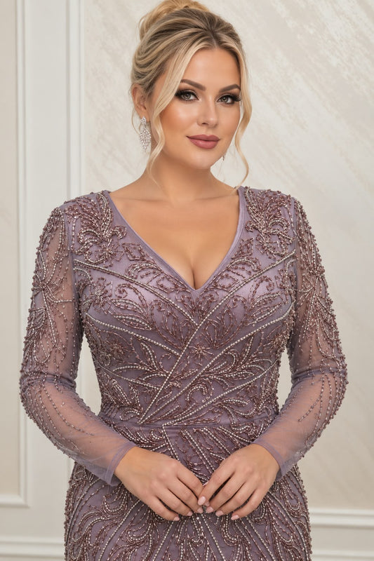 Rochie Eren Mov Pudrat din Matase cu Broderie – Editie Limitata
