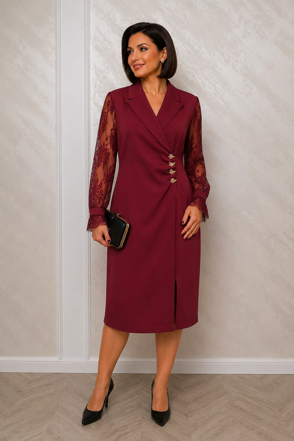 Rochia Star – Rochie eleganta tip sacou cu maneci din dantela