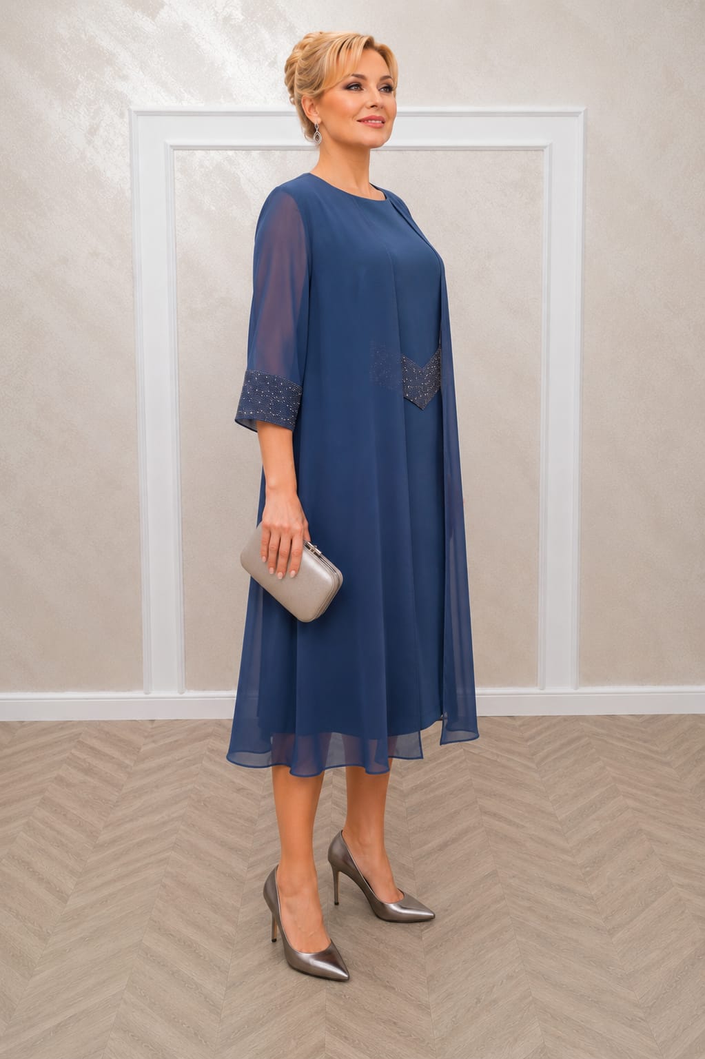 Rochie Barbara Midi -Rochie eleganta si rafinata pentru evenimente disponibila in 2 nuante