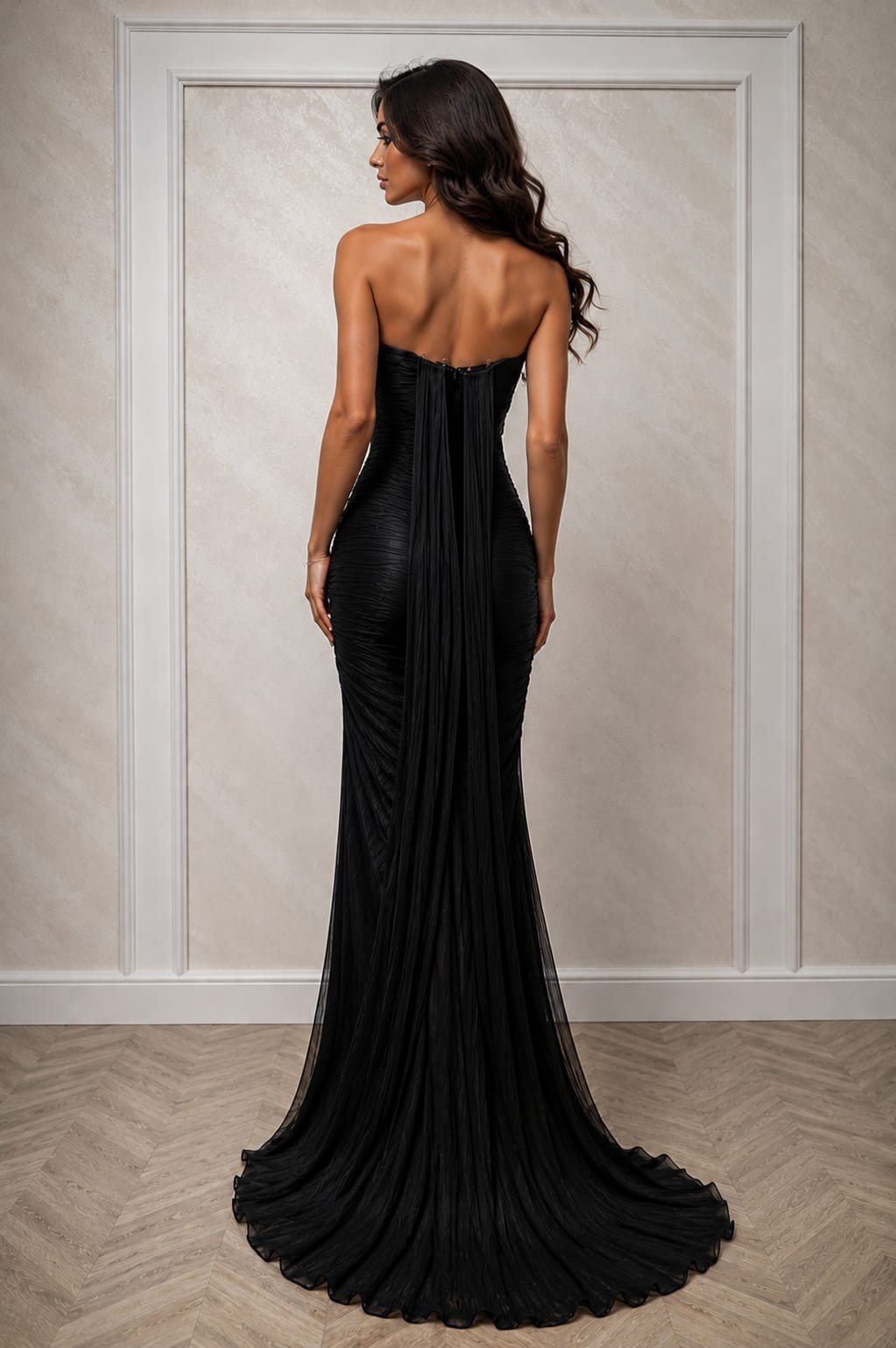 Rochie Leona – Rochie eleganta neagra din matase artificiala fluida si drapaje luxury