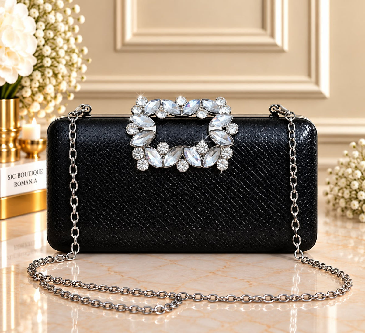 Geanta Clutch dama eleganta cod 1113 cu cristale – Plic de Ocazie