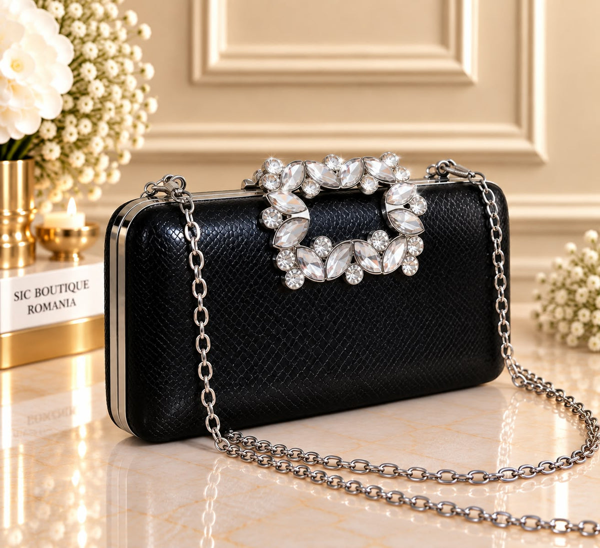 Geanta Clutch dama eleganta cod 1113 cu cristale – Plic de Ocazie