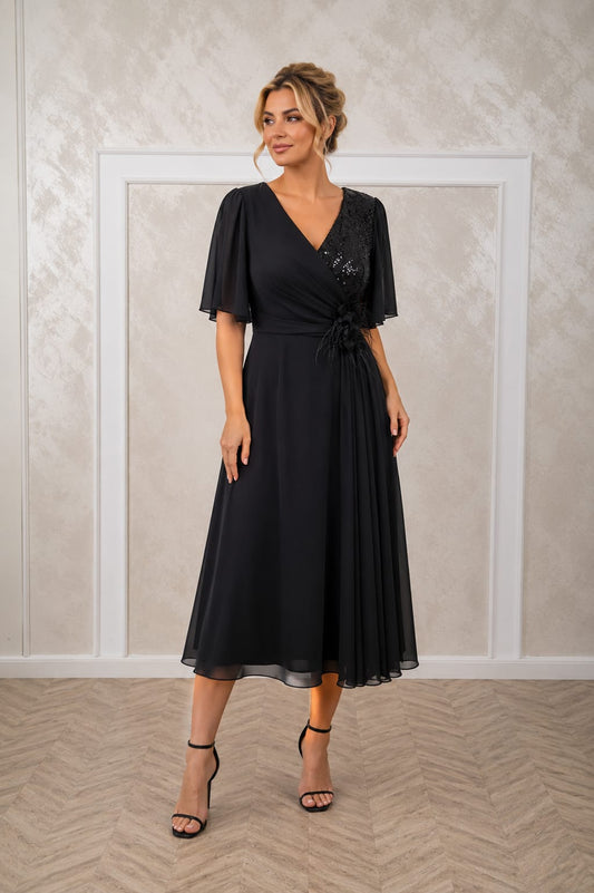 Rochia Stella Midi – Rochie lungime midi din voal cu maneci vaporoase diverse culori