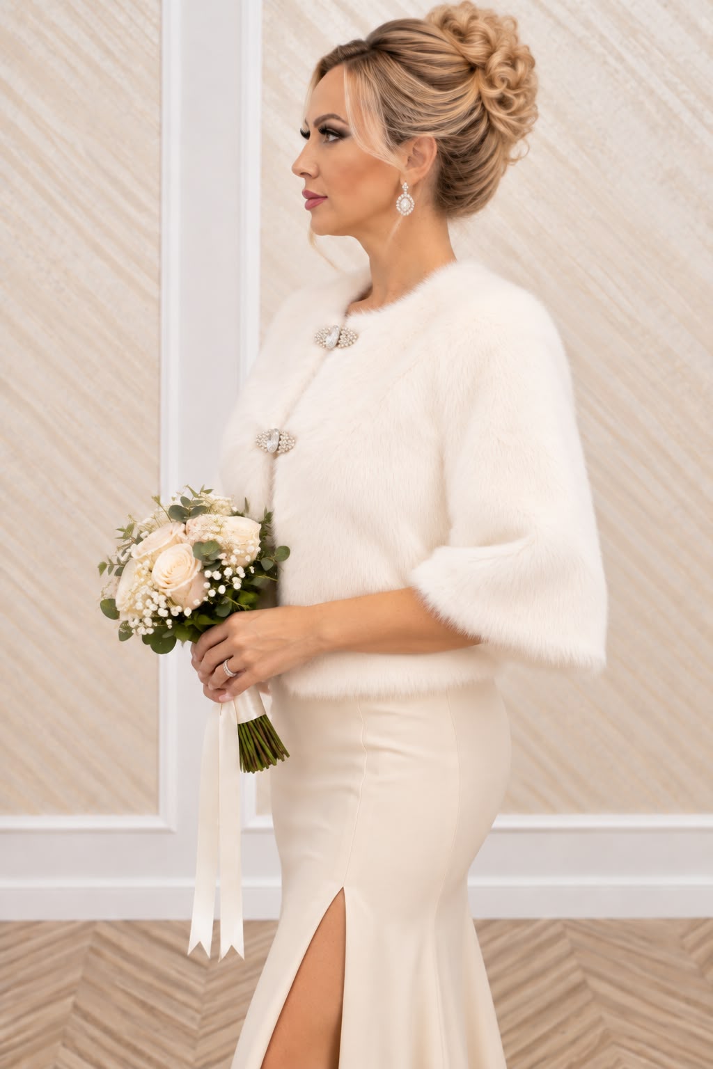 Blanita Eleganta cu Maneci 3/4 si Strasuri - Negru sau Ivoar