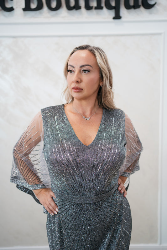 Rochia Elya – Rochie de Seara Lunga din Lurex Sclipitor, Eleganta și Confortabila