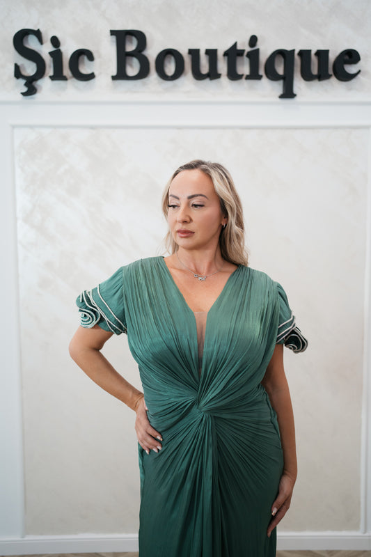 Rochia Olive – Rochie Lunga din Organza cu Fir de Matase, Ușoara și Eleganta pentru Evenimente Speciale