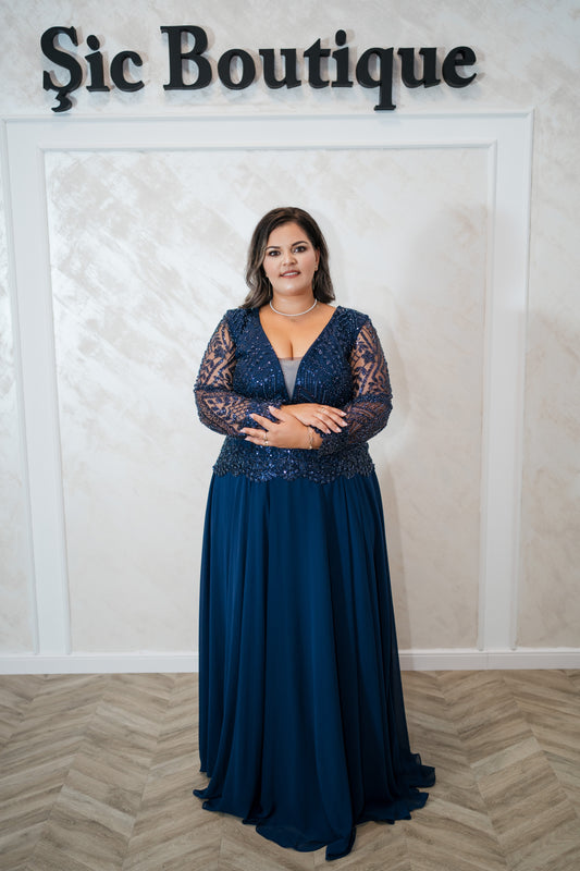Rochia Elvira – Rochie de seara din voal și dantela cu perluțe, eleganta și rafinata
