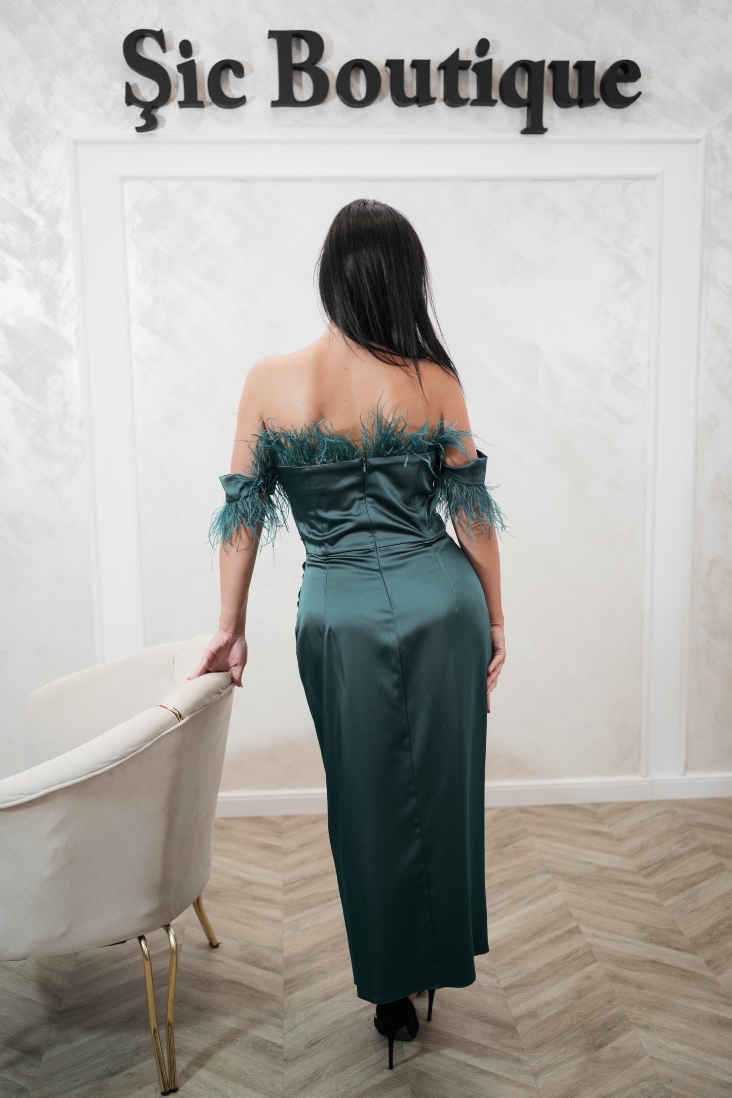 Rochia Georgia – Rochie Eleganta din Satin Verde