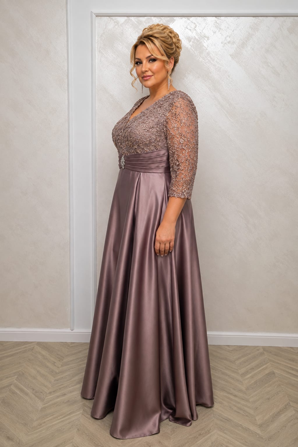 Rochia Chiara - rochie lunga pentru marimile plus size Capuccino sau Negru