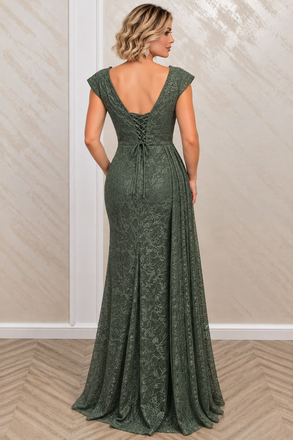 Danielle Lux - Rochie Lunga din Dantela cu Corset Reglabil