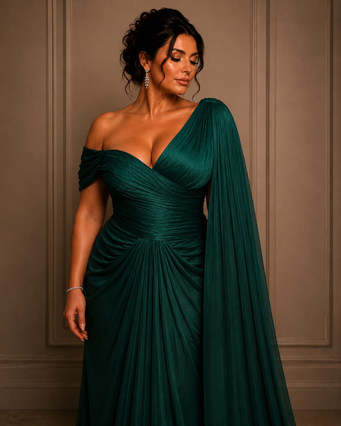 Rochia Mira – Rochie eleganta vaporoasa din matase artificiala pentru marimi plus size