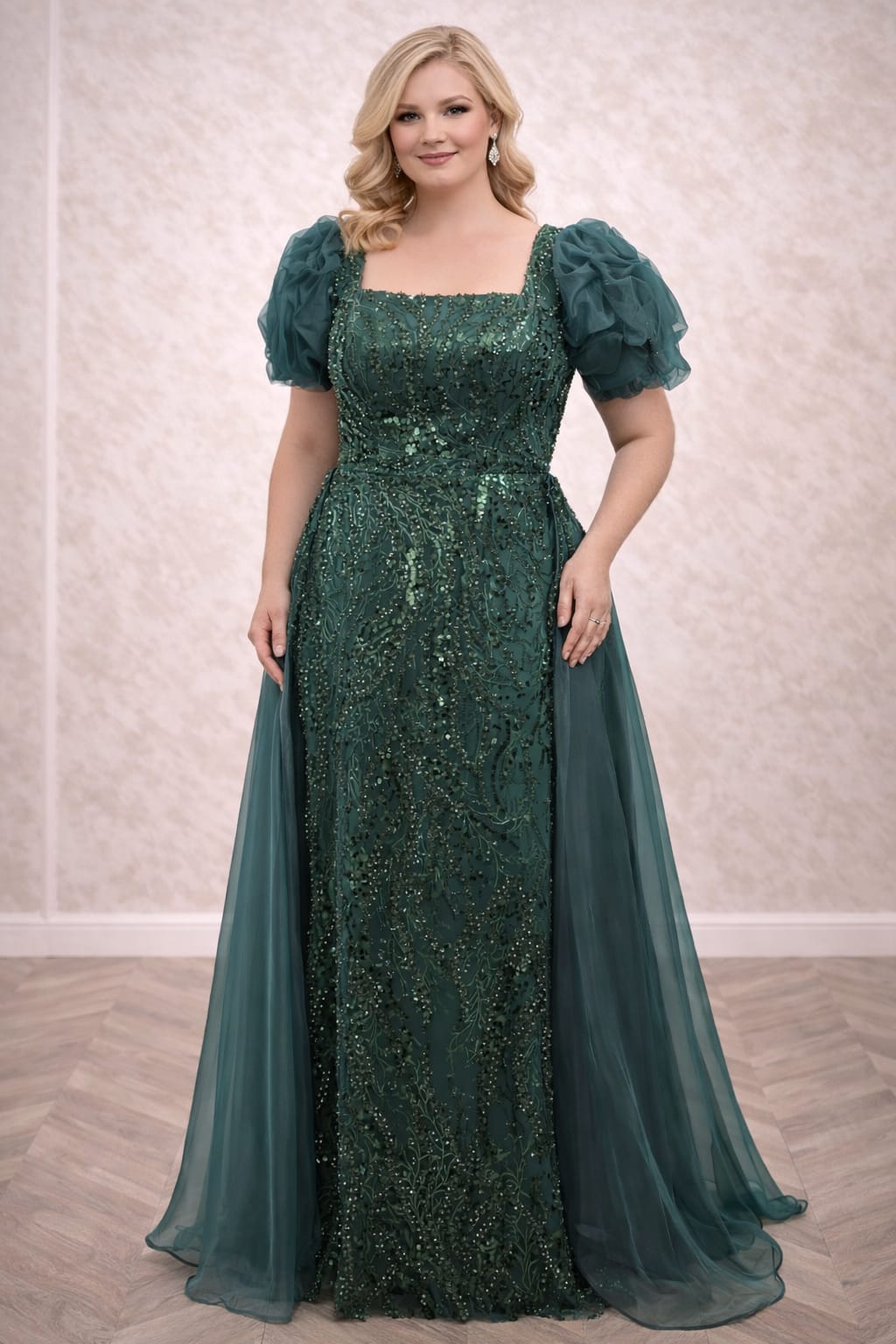 Rochia Melissa – Rochie eleganta din dantela luxoasa cu trena detasabila ,verde smarald, negru sau sampanie