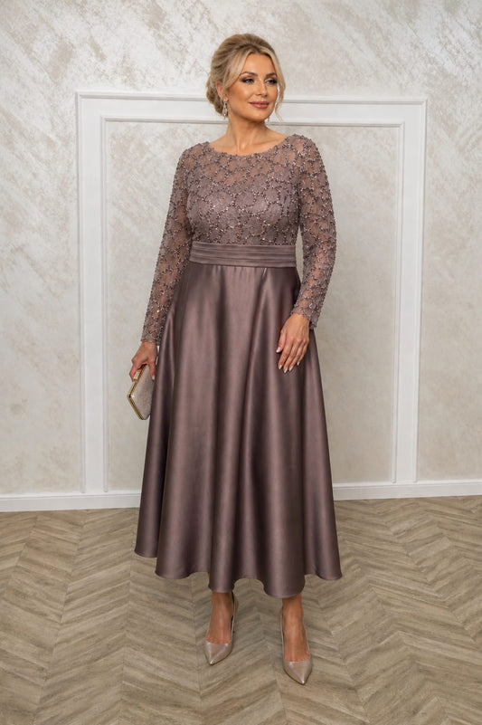 Rochia Dixi - rochie eleganta lungime midi cu maneci disponibila in 3 nuante