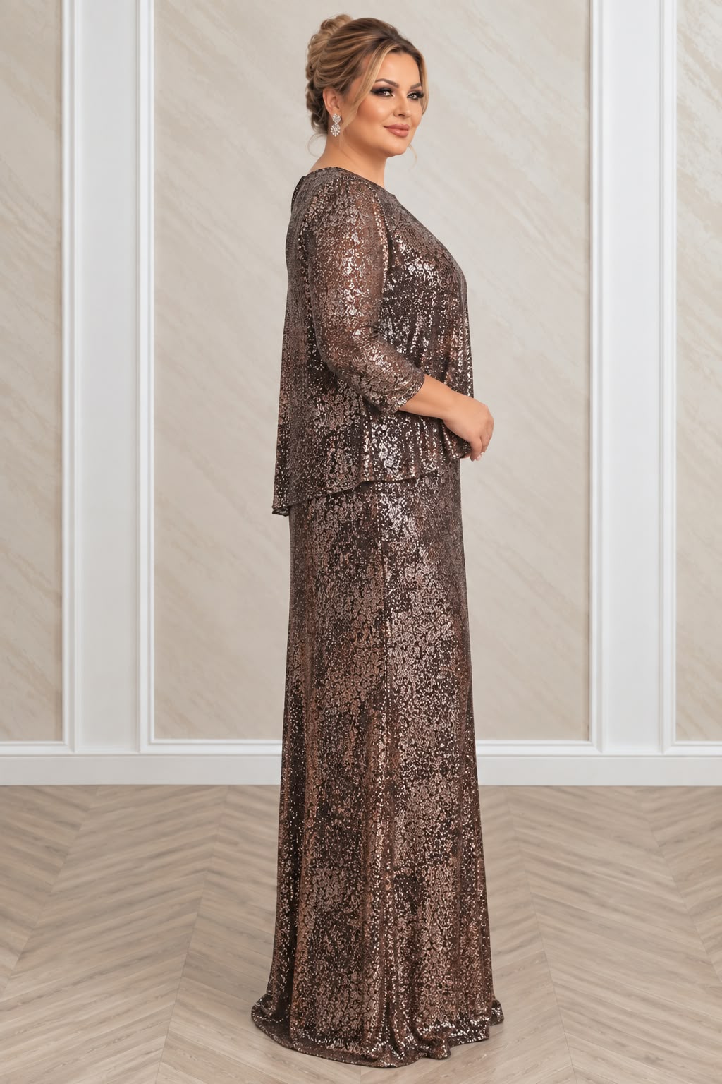 Rochie Matilda Lunga de Seara Marimi Mari - Ciocolatie