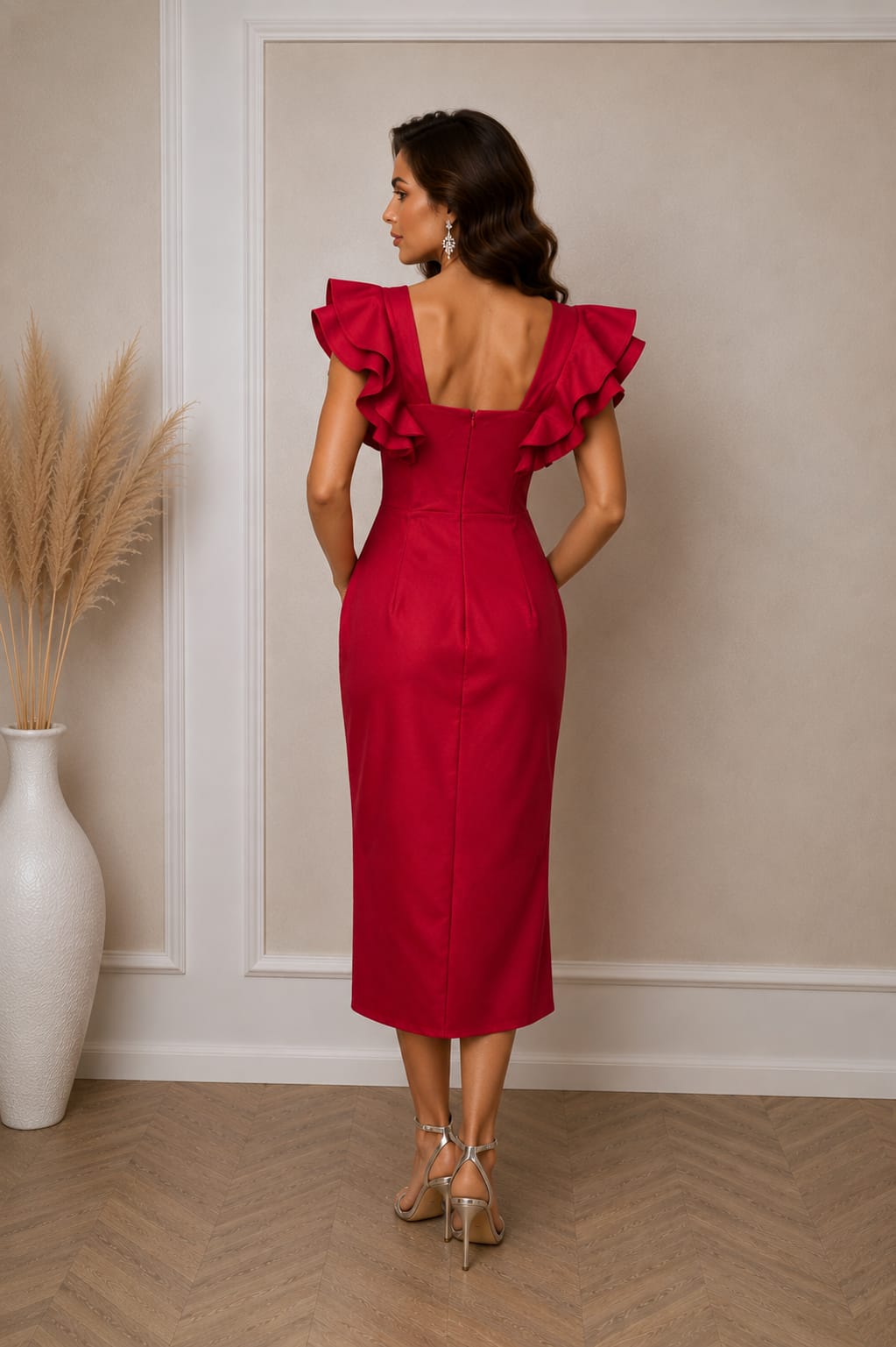 Rochia Kedna - rochie lungime midi care evidentiza silueta disponibila in 2 nuante